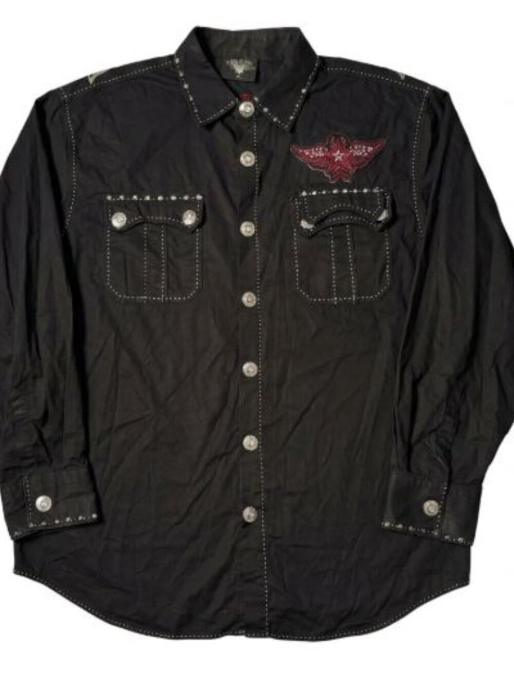 Hama Men's XL Jeans black long-sleeve western button-up shirt
